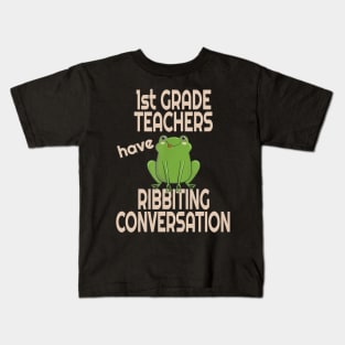 First Grade School Teacher Frog Pun Kids T-Shirt